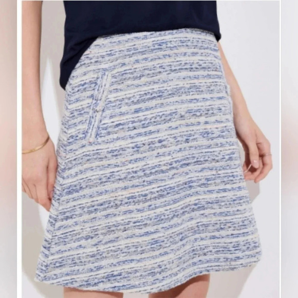 LOFT Striped Tweed Boucle Pocket Flippy Circle Skirt, Size S - Picture 3 of 13